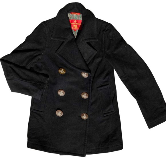 Vivienne Westwood Red Label Black Wool Pea Coat Jacket Size 3 M L (See Details) - Picture 2 of 12